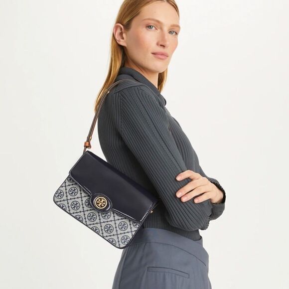 Tory Burch Robinson T Monogram Convertible Shoulder Bag - Picture 2 of 14